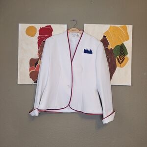 Vintage White Blazer with Red Piping Size L-XL